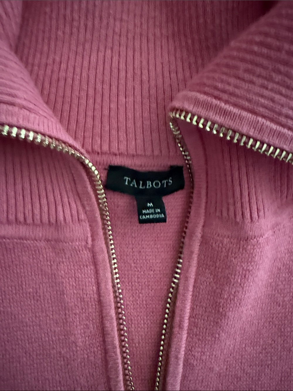 Talbots Pink Zip-Up Ribbed Knit - Picture 2 of 4